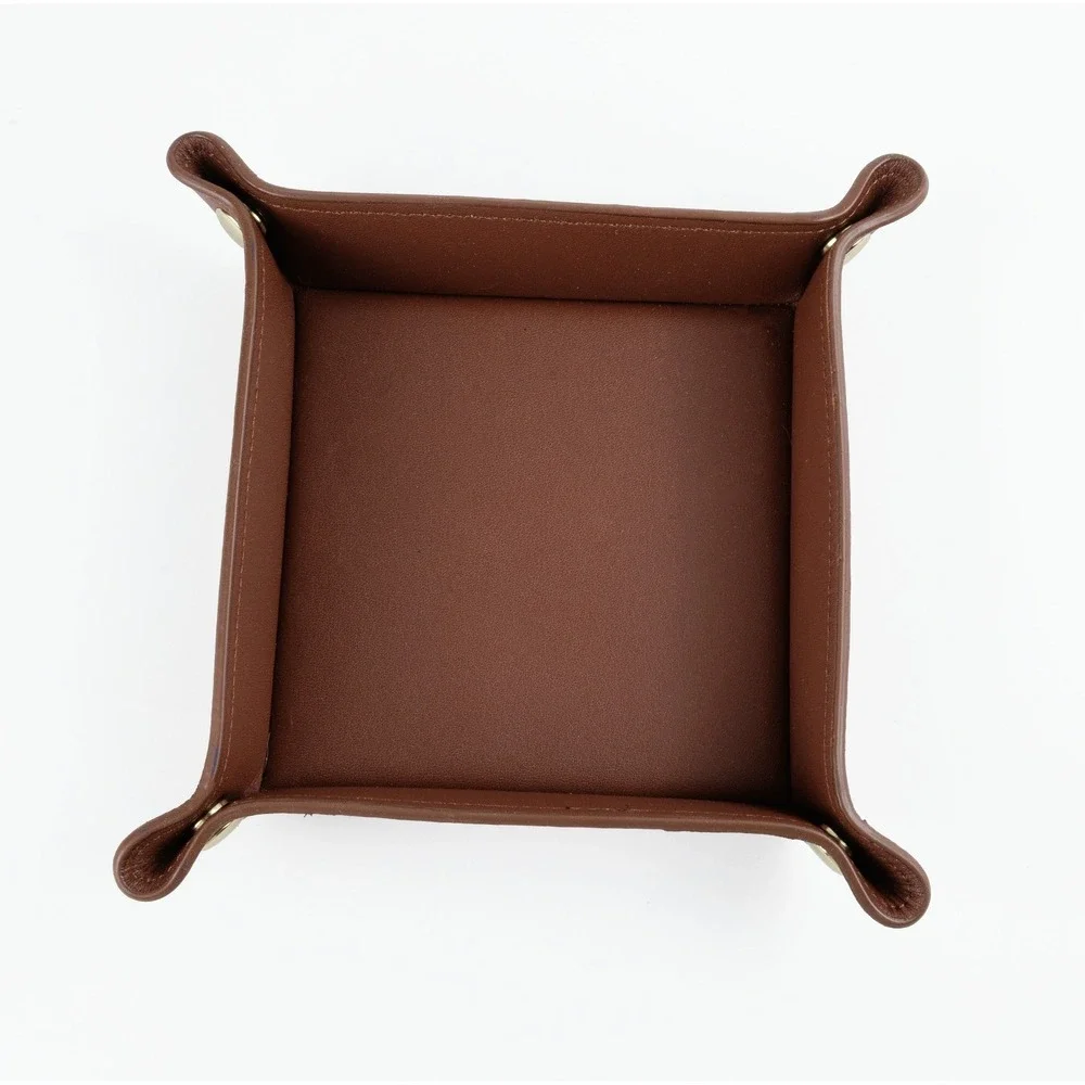 Royce New York Brown Leather Valet Tray For Men